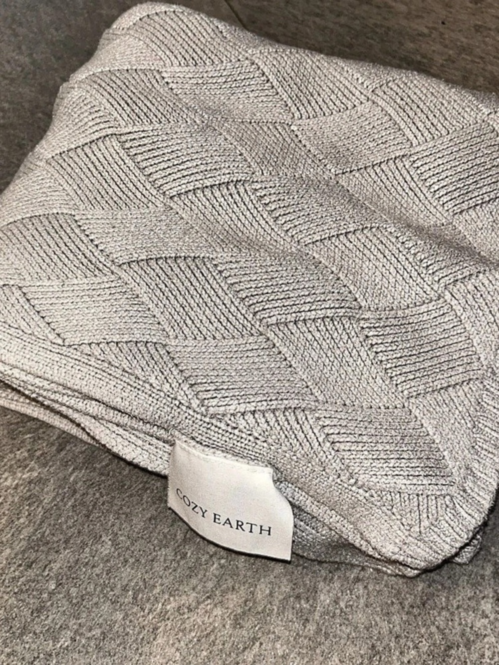 Cozy Earth Cloud Knit Throw Blanket Gray 100% viscose